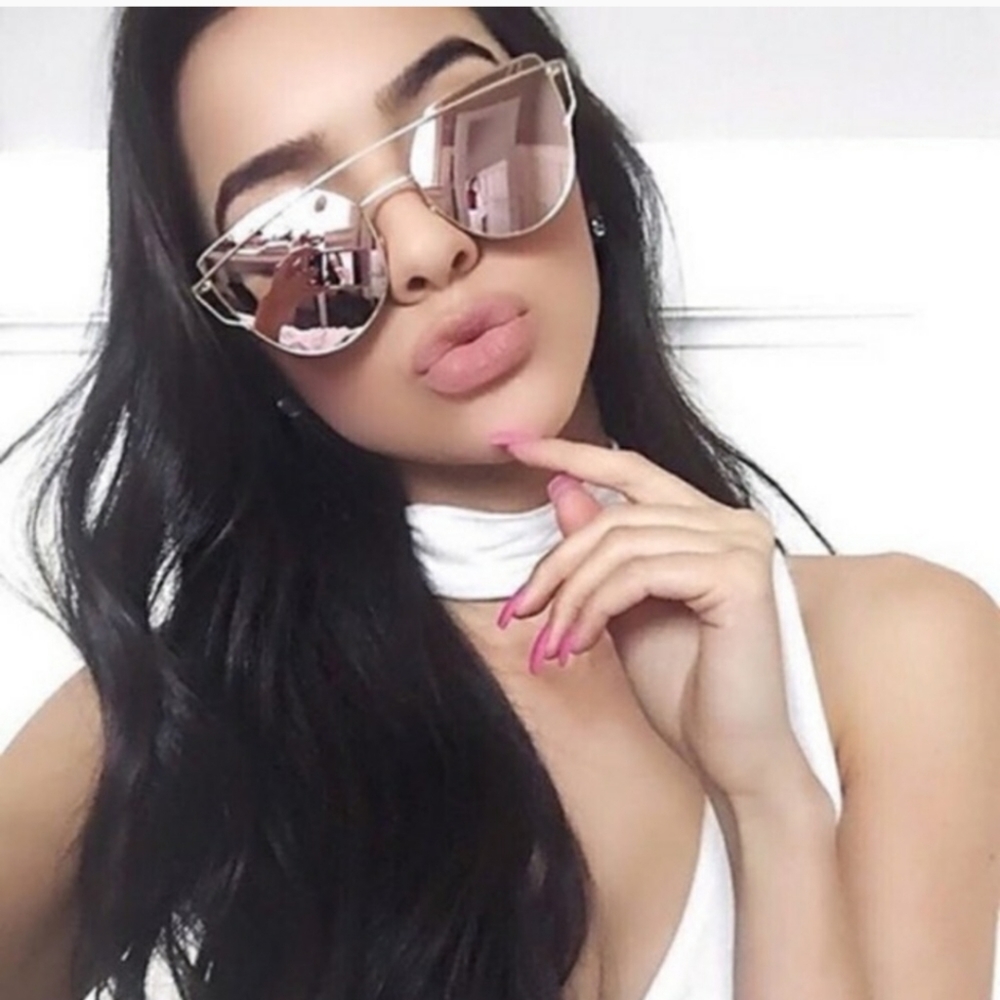 PINK MIRRORED Glasses Trendy - Picture 2 of 14